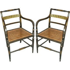 Vintage A pair Regency-Style Caned Armchairs
