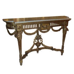 Beautifully Carved Gilt-wood, Marble-top Console on Fluted Legs