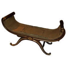 Brass-Inlaid Neoclassical Sleigh Bench