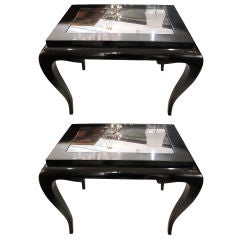 A pair of of Laquered Tables attributed to Rene Drouet