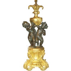 A French Bronze Putti Lamp