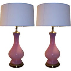 A Pair of Pink Opaline Glass Lamps