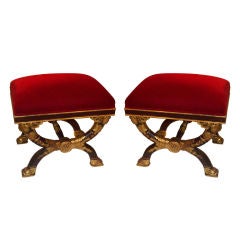 A pair of gilded Regency style benches