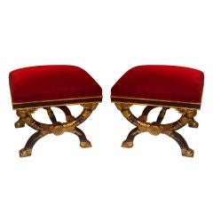 A pair of gilded Regency style benches
