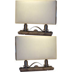 A Pair of Art Deco Style Console Lamps On marble Bases