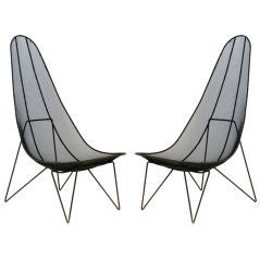 Pair of Wire Scoop Chairs by Sol Bloom