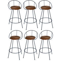 Set of Six Iron Barstools
