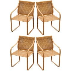 Set of Four Harvey Probber Rattan Chairs