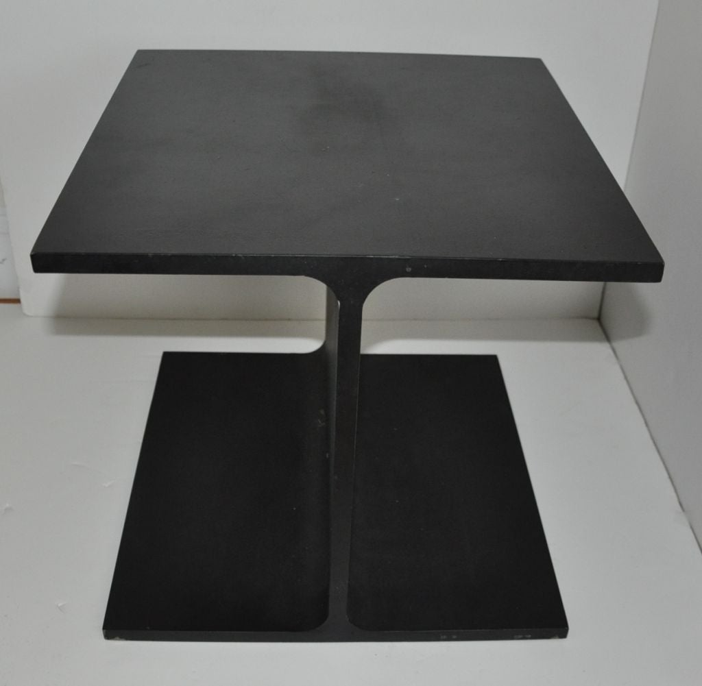 I-Beam side table in black matte steel by Ward Bennett, Brickel.