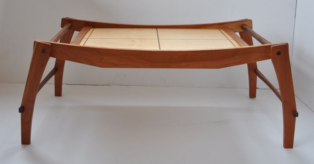 American Handmade Wood Inlay Tea Table - Jonah Zuckerman