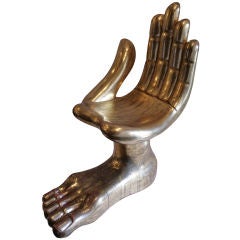 Gilt Hand Foot Chair Sculpture by Pedro Friedeberg
