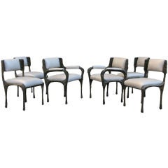 Set of 10 Sculpted Bronze Dining Chairs (All Side) by Paul Evans