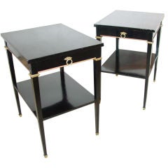 A Pair of Directiore Style Black Lacquer Side Table
