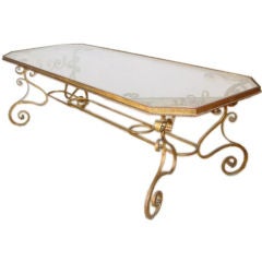 A French Style Gilt Wrought Iron Coffee Table