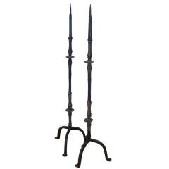 A Pair of Italian Baroque Wrought Iron Pricket Sticks