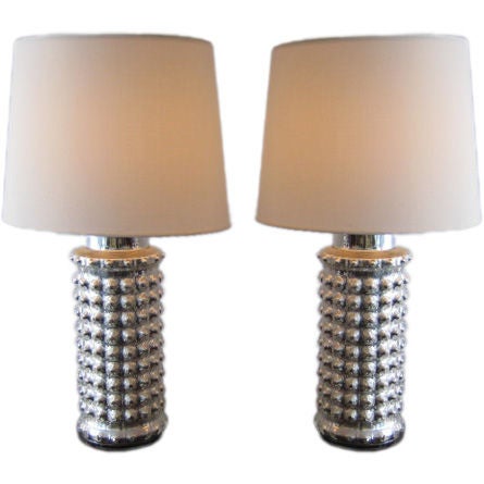 A Pair of Swedish Mercury Glass Lamps By Helena Tynell