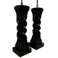 A Pair of Table Lamps by Heifetz in Black Lacquer 10
