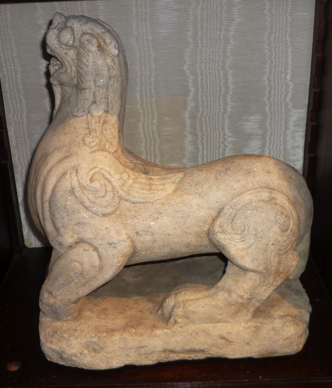 Chinese CHINESE MARBLE CHIMERA CARVING