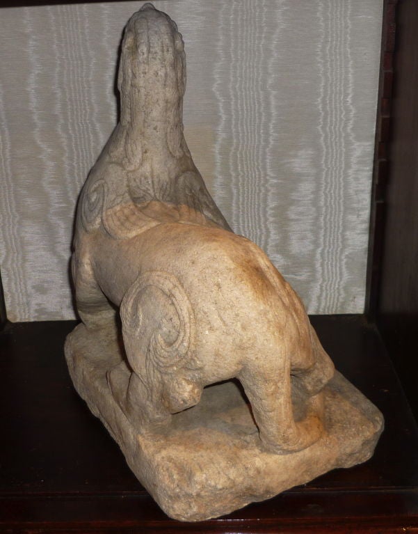 18th Century and Earlier CHINESE MARBLE CHIMERA CARVING