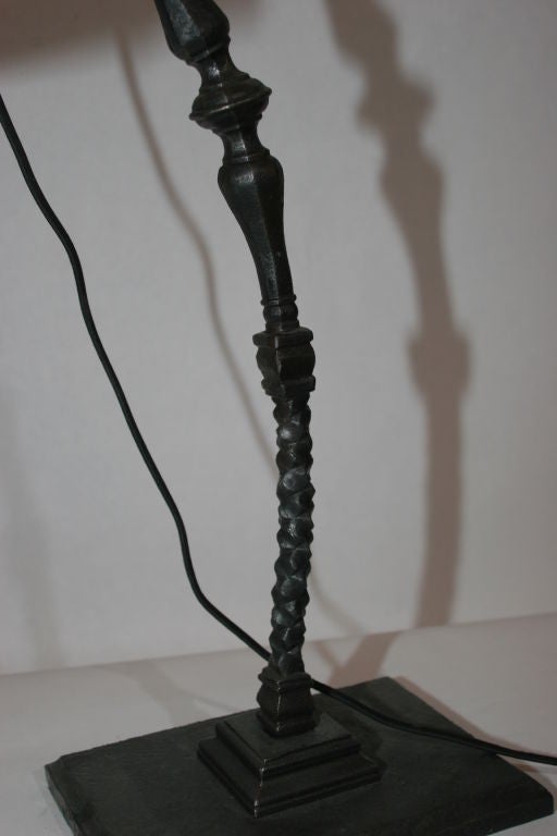 20th Century French Art Deco Handwrought Iron Table Lamp For Sale
