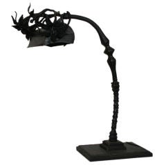 French Art Deco Hand-Wrought Iron Table Lamp 4