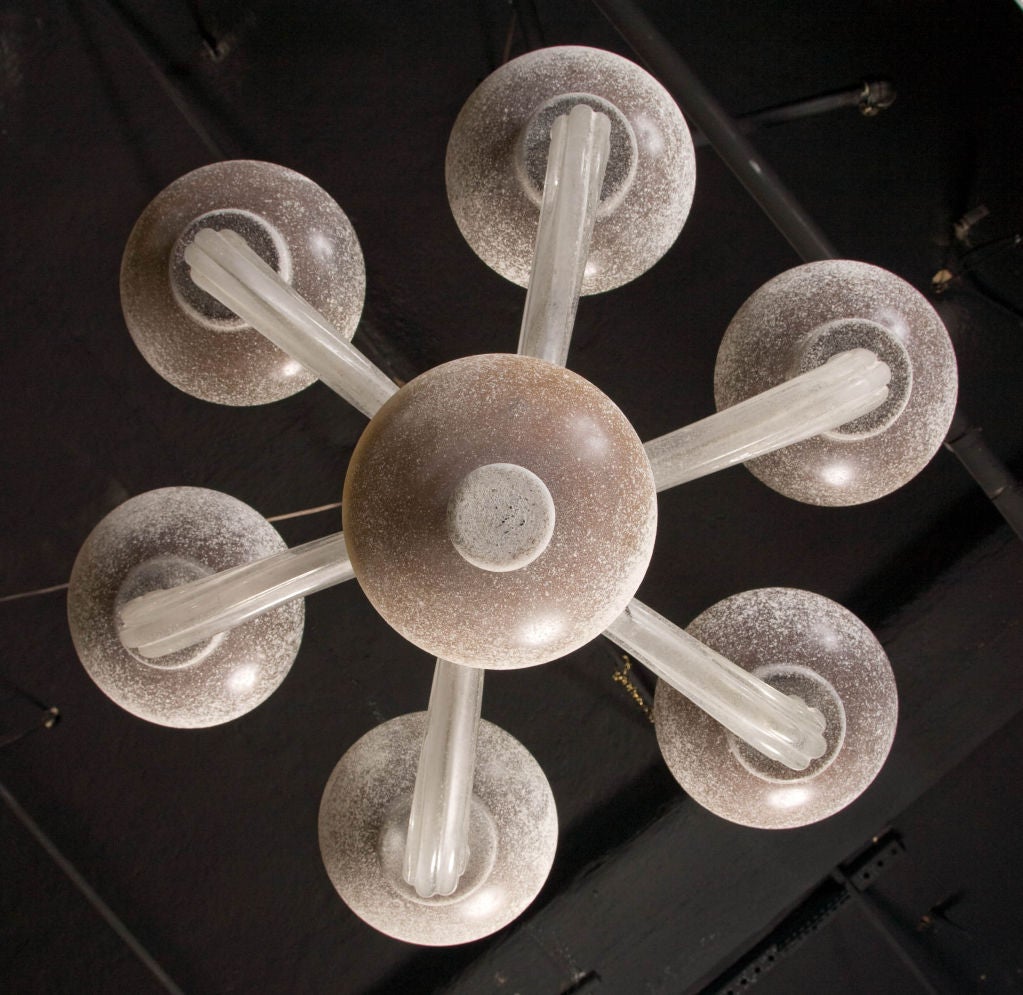 Italian Handblown Scavo Glass Chandelier by Karl Springer for Seguso In Excellent Condition For Sale In New York, NY