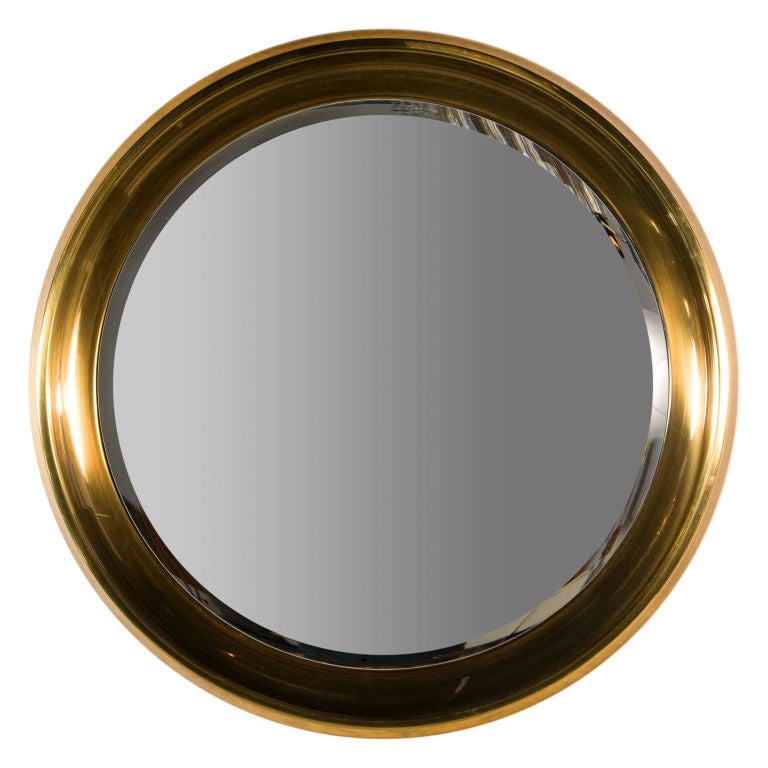 Brass Framed Porthole Mirror by Mastercraft