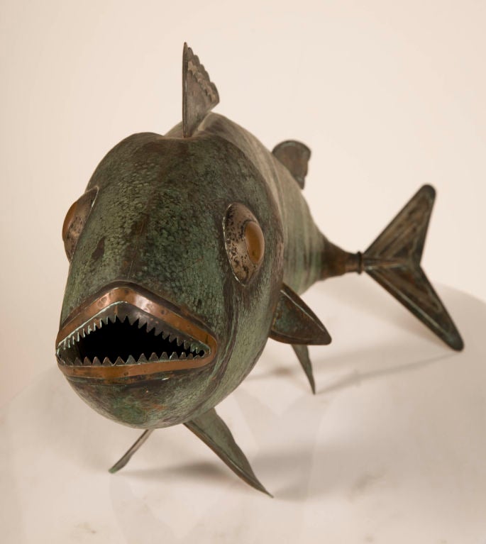 Peruvian Handcrafted Metal Fish Sculpture by Grazielle Laffi