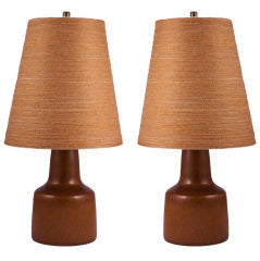 Pair of Bedside Table Lamps with Hares Fur Glaze by Lotte