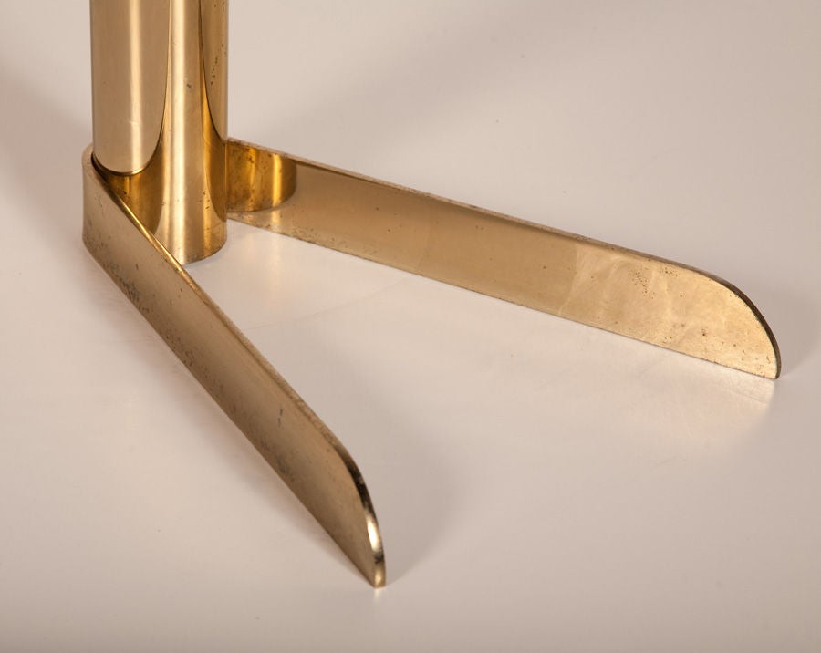 Cantilevered Glass and Polished Brass Cigarette Table