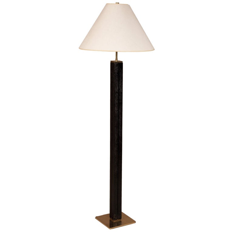 American Ostrich Wrapped Column Floor Lamp by Karl Springer For Sale