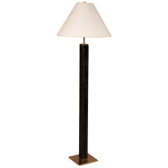American Ostrich Wrapped Column Floor Lamp by Karl Springer