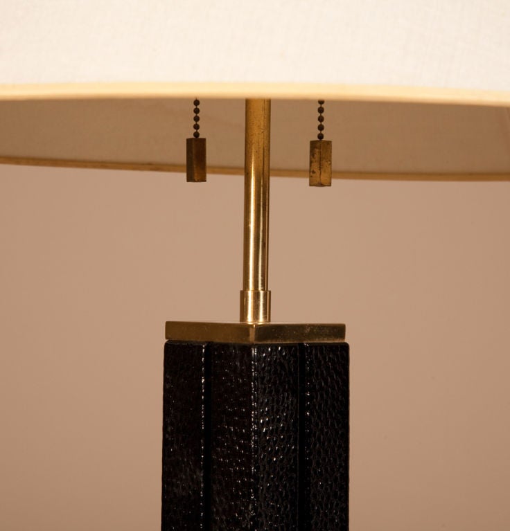 American Ostrich Wrapped Column Floor Lamp by Karl Springer In Excellent Condition For Sale In New York, NY
