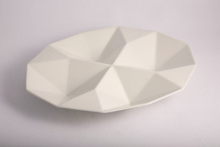 Oval Origami Form Ceramic Tray by Kaj Franck for Arabia In Excellent Condition In New York, NY