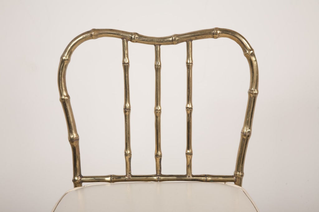Solid Brass Framed Faux Bamboo Bar Stools by La Barge In Excellent Condition In New York, NY