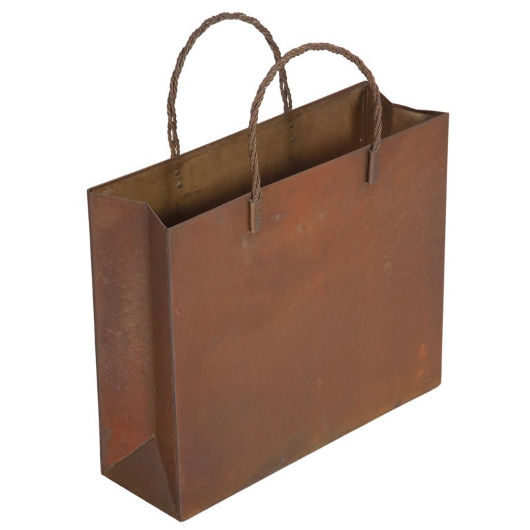 Italian Brass Tote Bag Magazine Stand For Sale