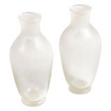Pair of Large Cenedese White Scavo Glass Vases Pair of Large Cenedese White Scavo Glass Vases