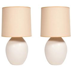 Pair of Ovoid Form Ceramic Table Lamps by Lotte