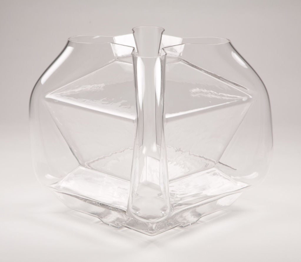 Italian Mold-Blown Clear Glass Vase by Toni Zuccheri for VeArt
