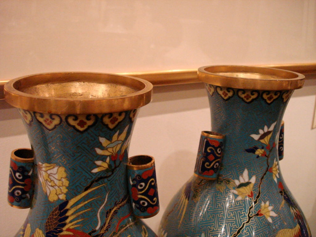 Pair of Chinese Cloisonne Enamel Vases 3