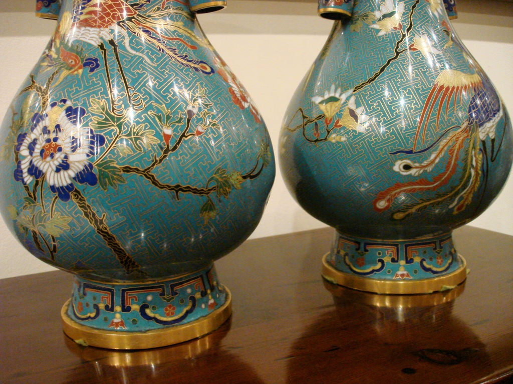 Pair of Chinese Cloisonne Enamel Vases 4
