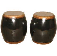 A Pair Of Black Lacquer Drums With Leather Top
Bottom A Pair Of Black Lacquer Drums With Leather Top
Bottom