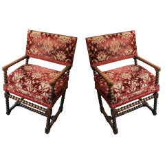 Spanish 19th Century Baroque Style Armchairs