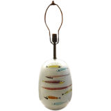 1960's Italian painted FISH Motif Ceramic Lamp