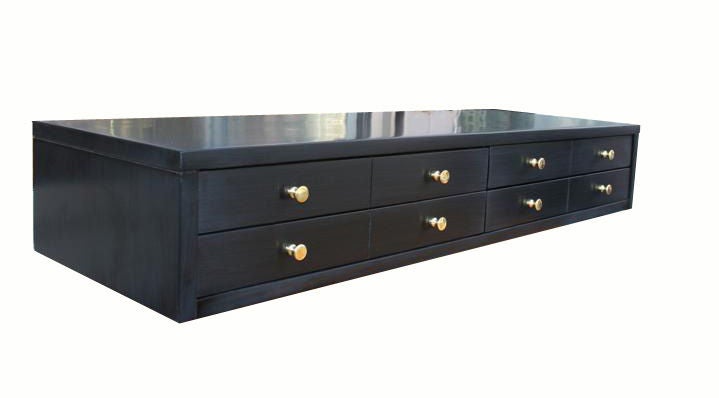 Rare Paul McCobb 4 drawer Planner Group Jewelry chest Ca.1955. Fully restored in a satin piano black lacquer finish with newly re-plated pulls.<br />
This item is located at our 1stdibs booth in the New York Design Center at 200 Lexington on the