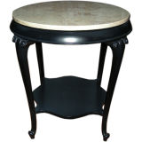 Pair, Ebonized French Marble top Side Tables/End Tables Pair, Ebonized French Marble top Side Tables/End Tables