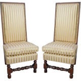 Pair, William & Mary Style Antique Slipper Chairs