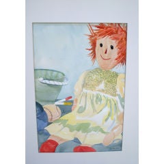 Vintage Mid-Century Raggedy Ann Water Color