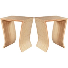 Pair of Natural Bamboo Side Tables