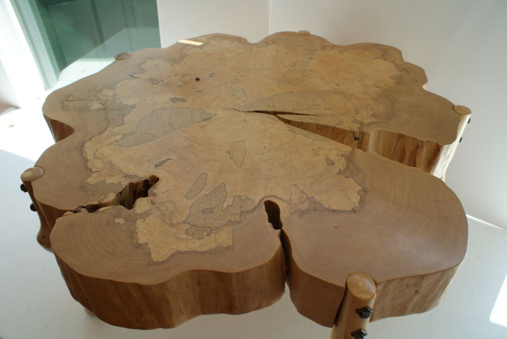 Hand-Crafted David N. Ebner, Spalted Maple Wood and Sassafras Coffee Table